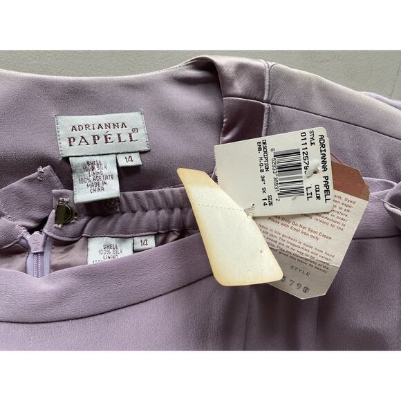 ADRIANNA PAPELL Maxi Skirt Suit Size 14 100% SILK New Vintage Purple Embroidered - Picture 4 of 16
